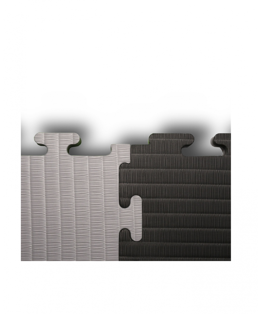 tapis puzzle gris noir