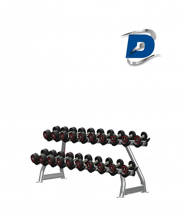 RACK 20 HALTERES RONDS PRO -GRIS- 2 NIVEAUX