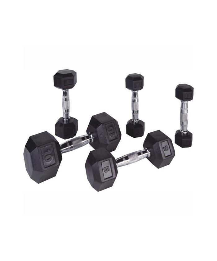 haltère hexagonal caoutchouc
