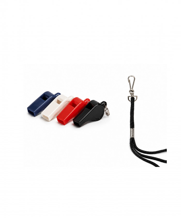 SIFFLETS PLASTIQUE AVEC CORDON - LOT DE 4