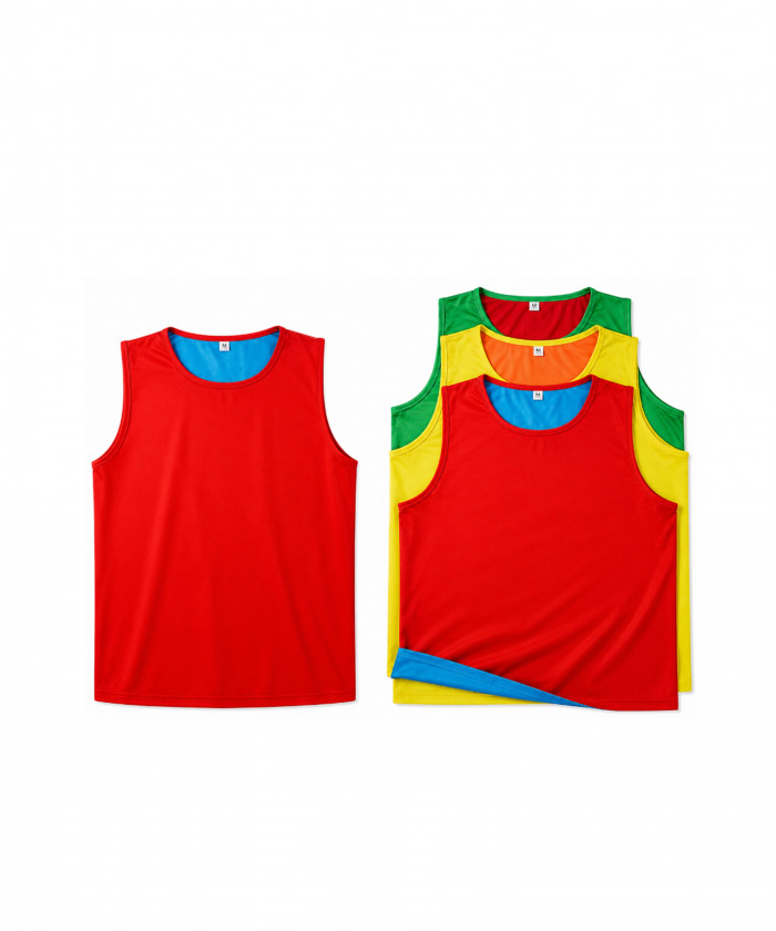 CHASUBLE REVERSIBLE POLYESTER RUGBY TAILLE L - JAUNE/ORANGE
