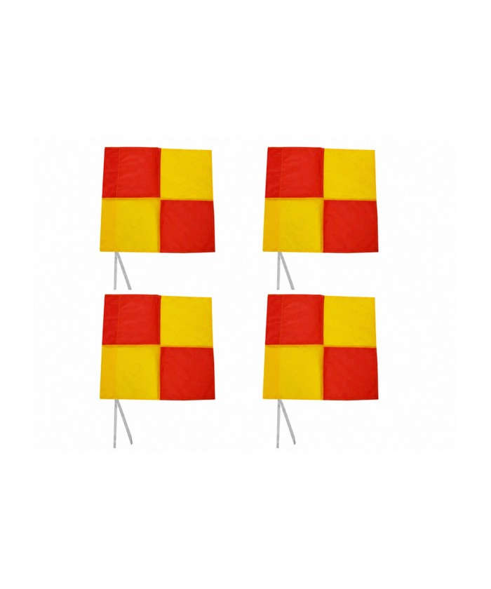 4 FANIONS DAMIER 45X45CM POUR POTEAU DE CORNER