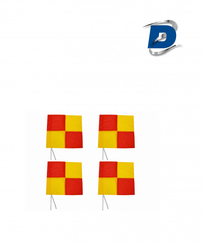 4 FANIONS DAMIER 45X45CM POUR POTEAU DE CORNER