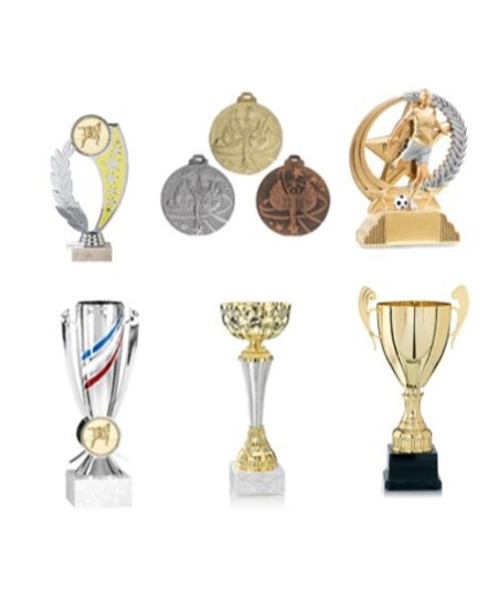 Large choix de coupes, trophées, médailles.